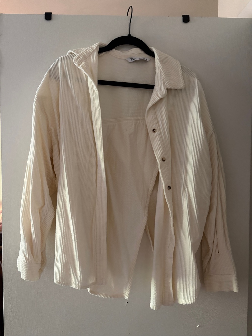 Zara Cream Corduroy Button-Up Shirt